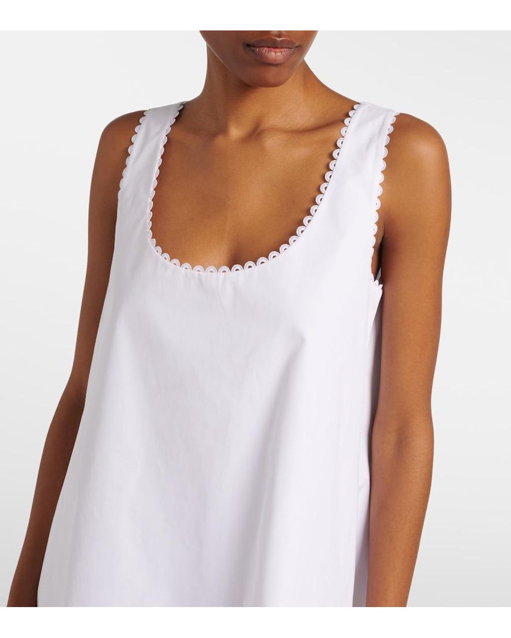 Rohe White Lace-Trimmed Cotton Poplin Minidress