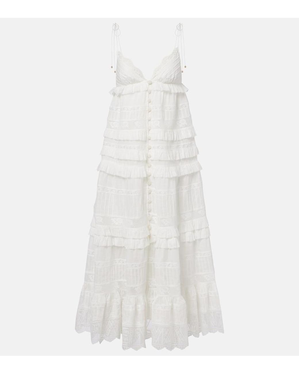 Zimmermann White Solstice Cotton Midi Dress