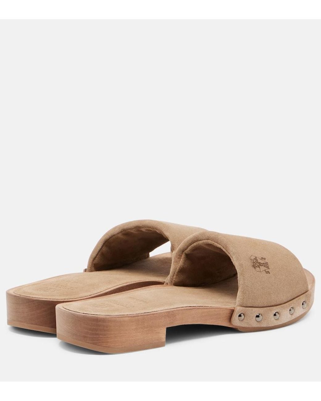 Brunello Cucinelli Natural Suede Clogs