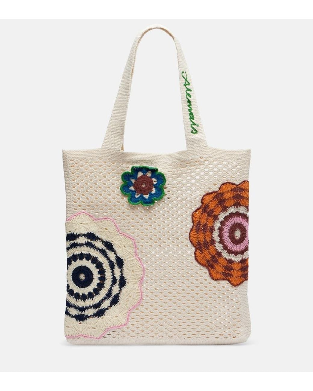 ALÉMAIS White Medium Crochet Tote Bag