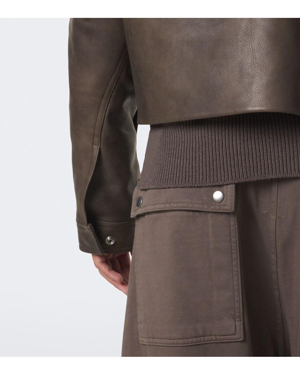 Rick Owens Brown Tower Alice Leather Jacket for men