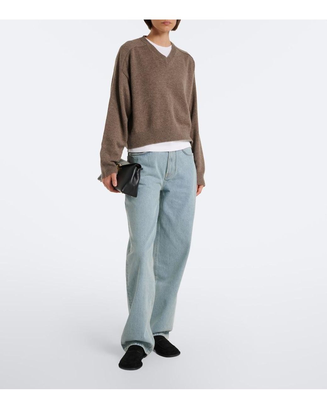 Loulou de Saison Brown Anzor Cropped Cashmere Sweater