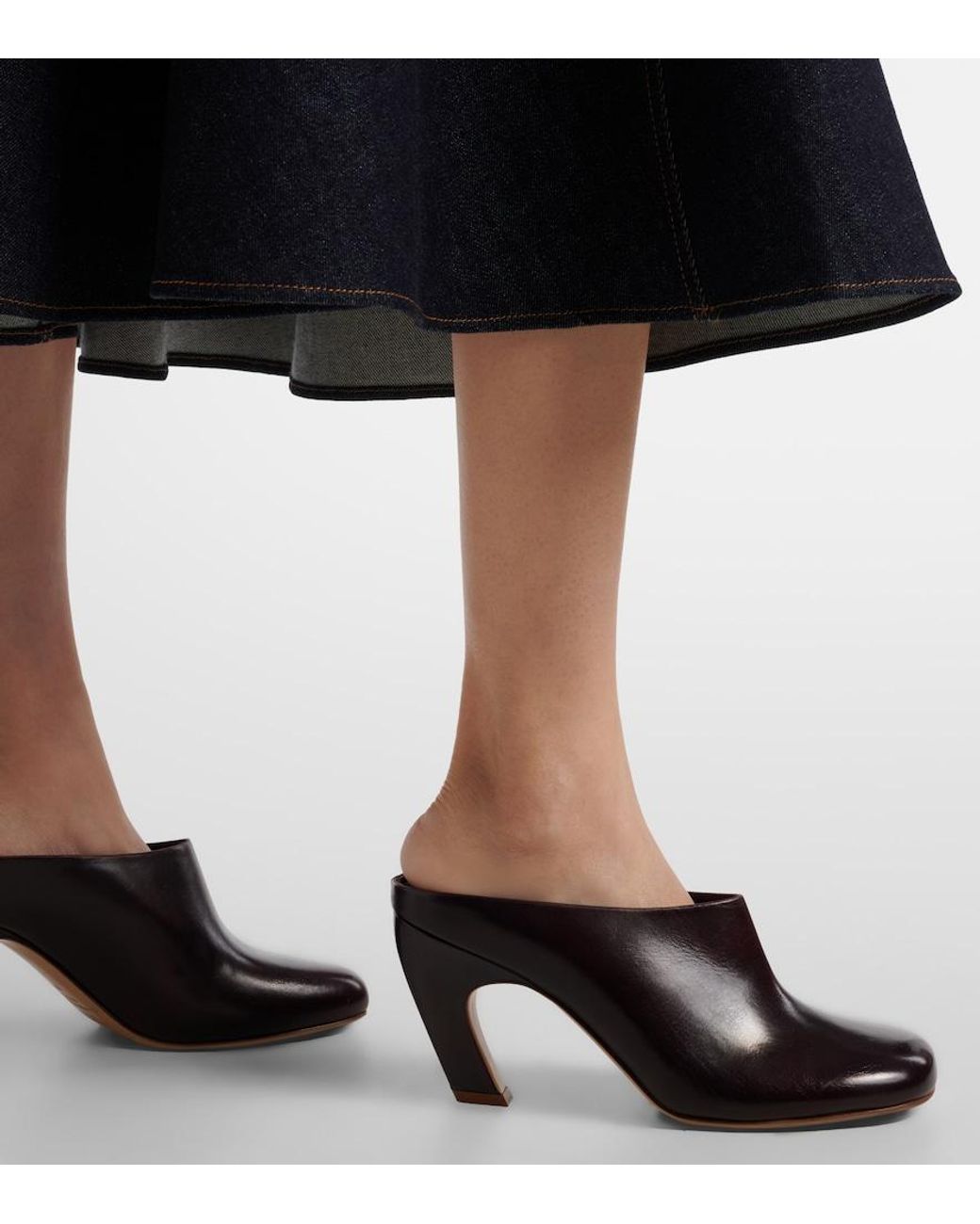 Le Monde Beryl Black Mica 80 Leather Mules