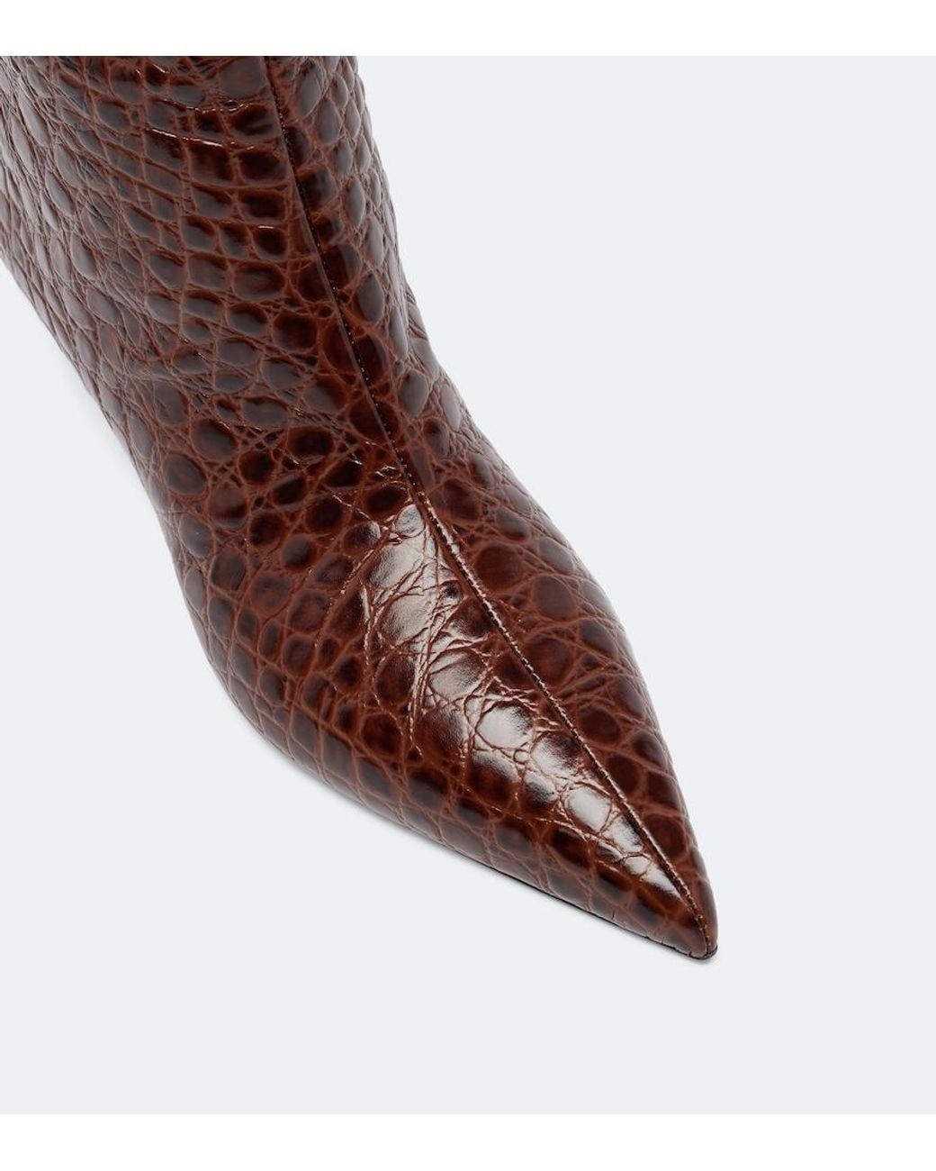 Le Monde Beryl Brown Babouche Croc-Effect Leather Knee-High Boots