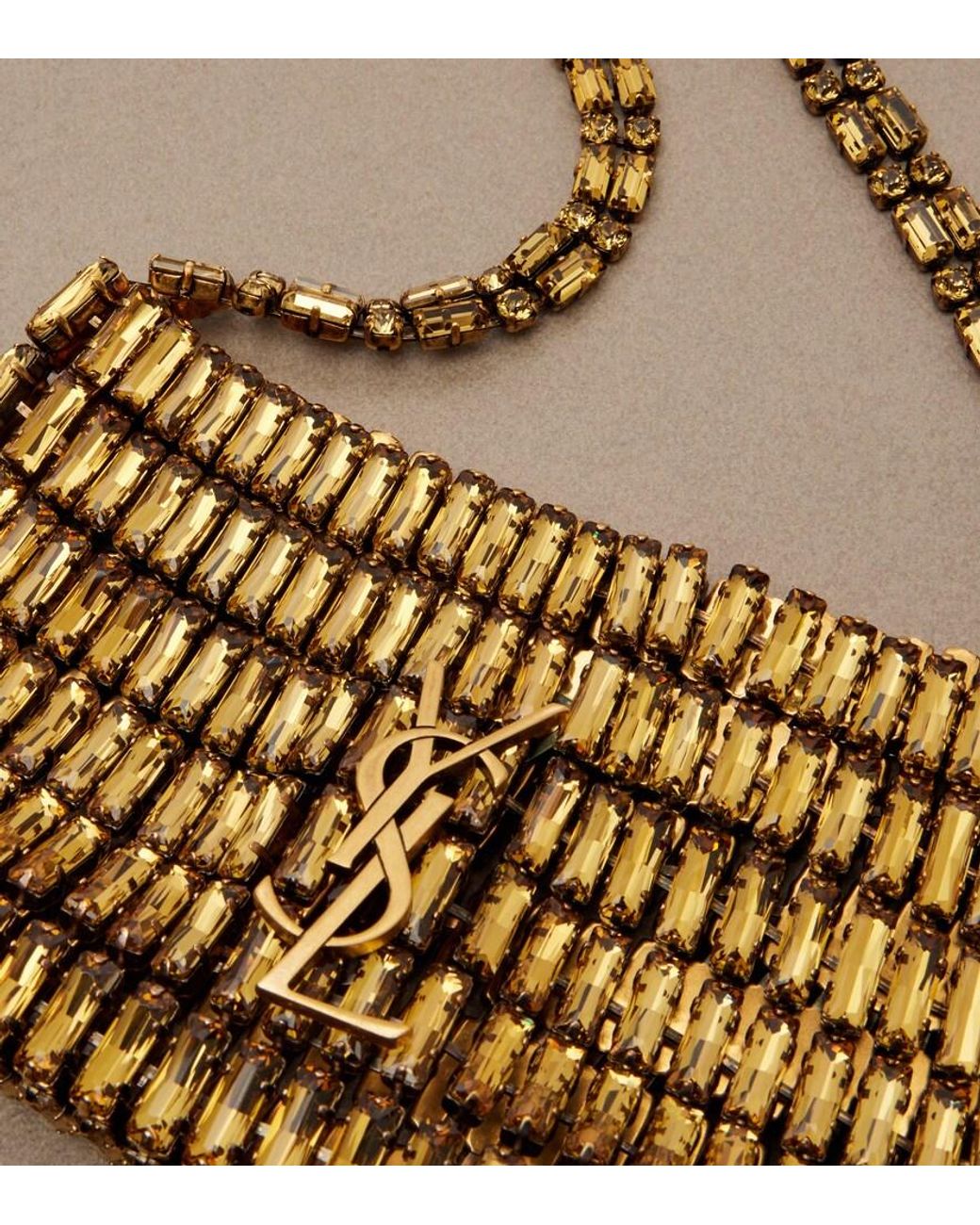 Saint Laurent Metallic Evening Embellished Shoulder Bag