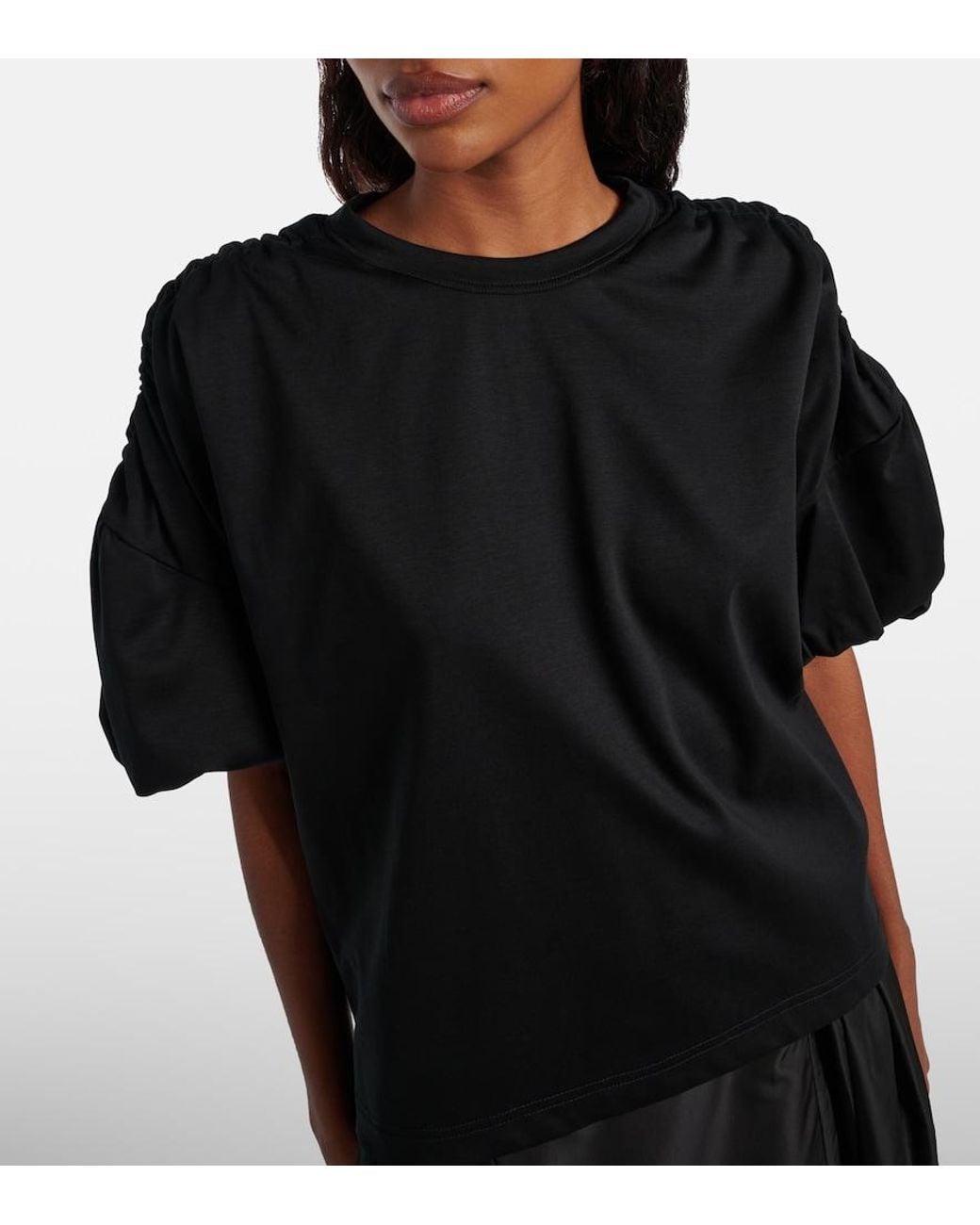 Noir Kei Ninomiya Black Gathered Cotton Jersey T-Shirt