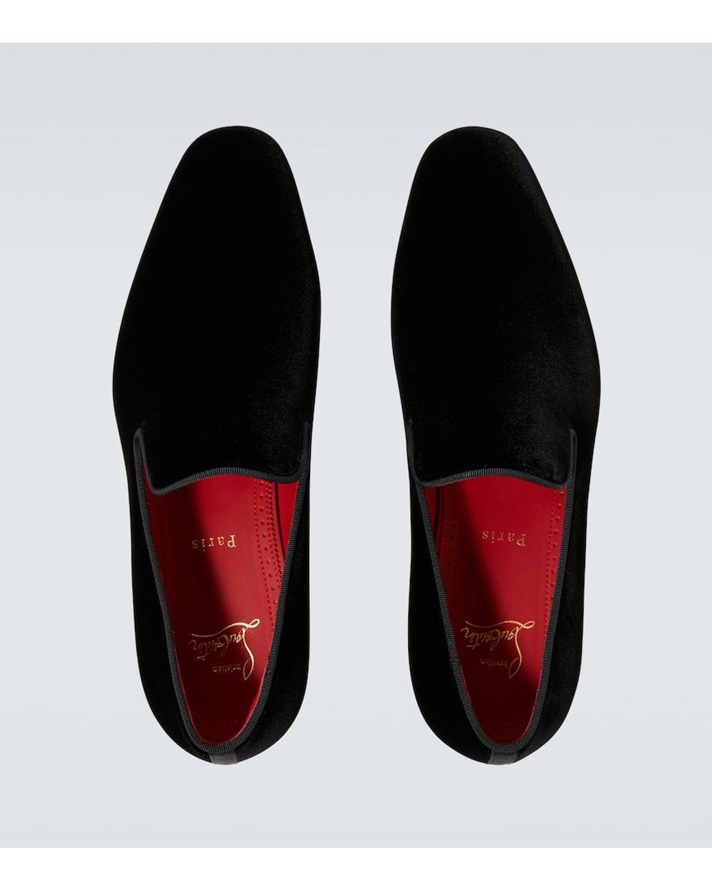 Christian Louboutin Black Dandyrocks Velvet Loafers for men