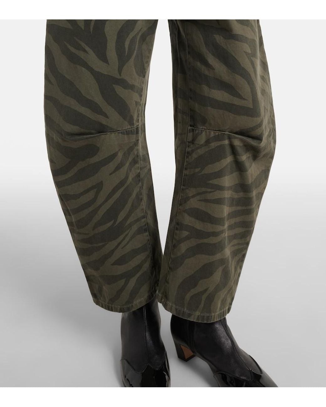 Nili Lotan Green Shon Cropped Barrel-Leg Jeans