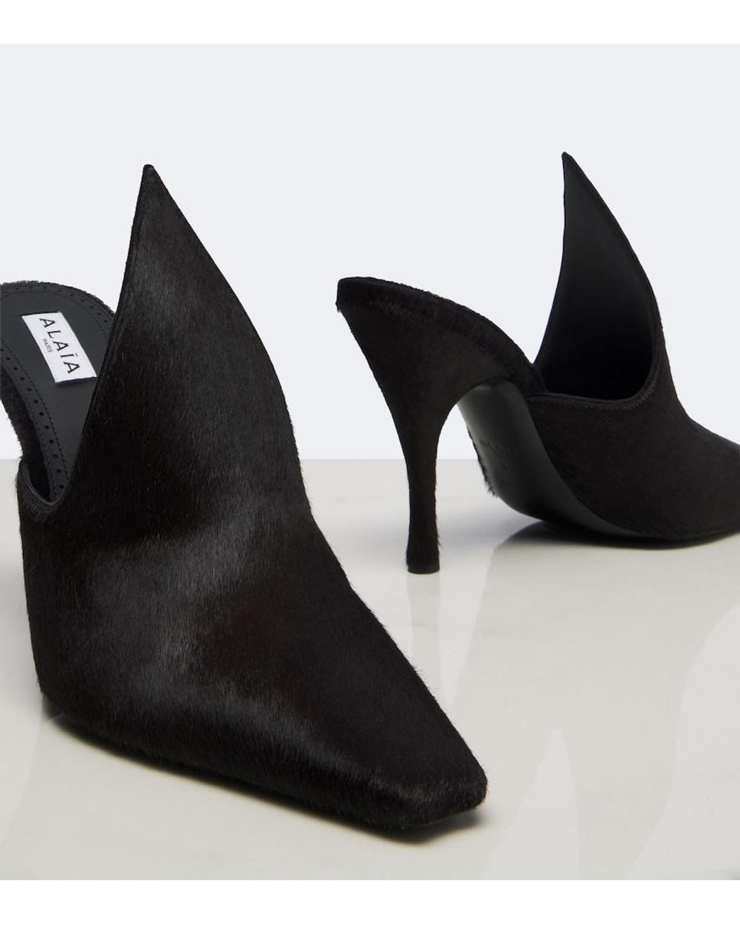 Alaïa Black Calf Hair Mules