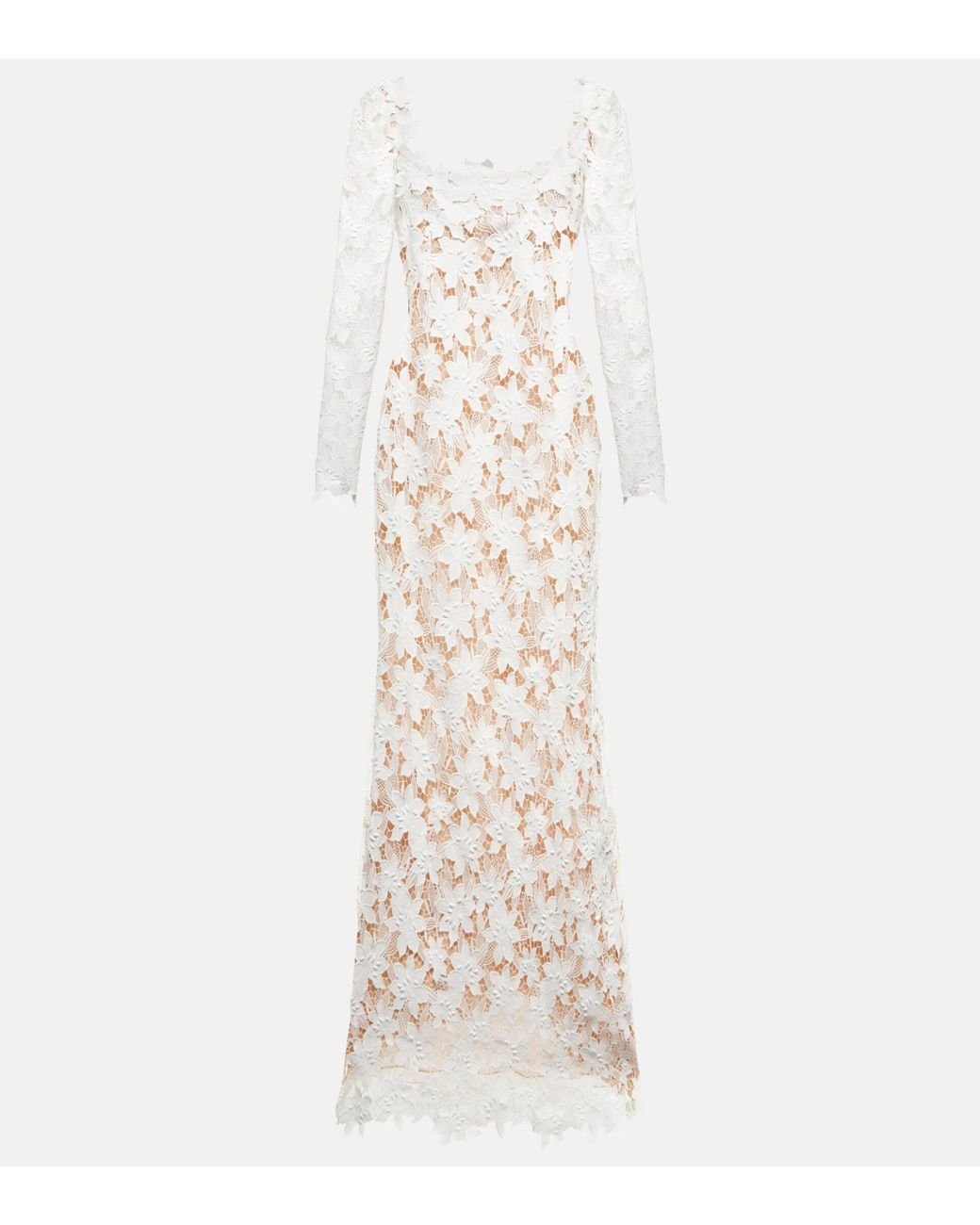 Oscar de la Renta Bridal Guipure Lace Gown in White Lyst