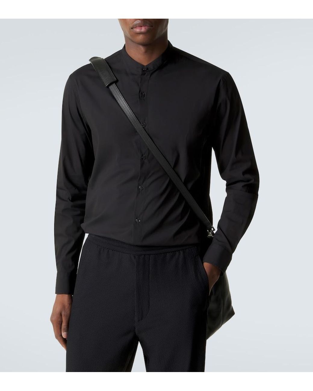Giorgio Armani Black Icon Cotton-Blend Poplin Shirt for men