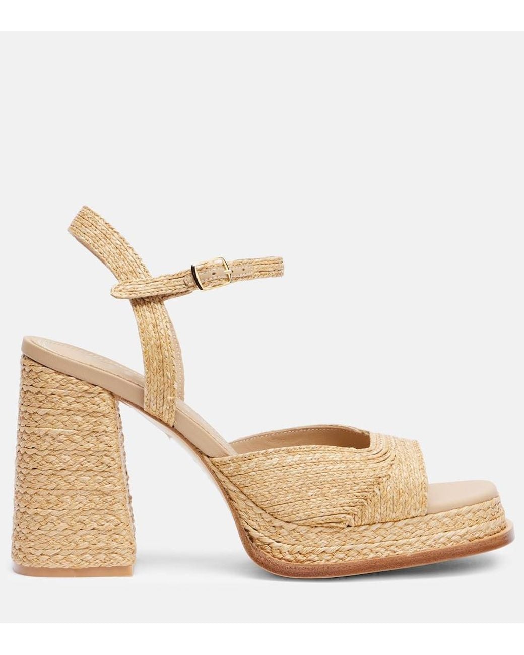 Souliers Martinez Natural Gracia 95 Raffia Platform Sandals