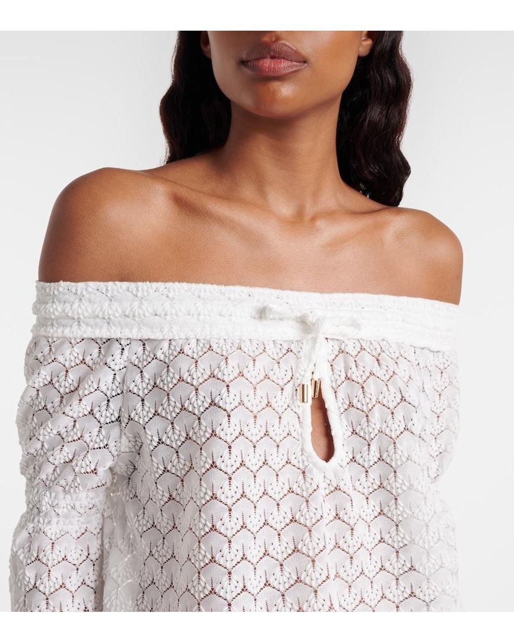 Melissa Odabash White Flo Crochet Cotton And Linen Minidress