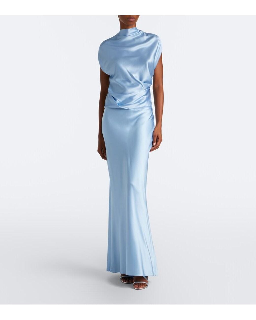 The Sei Blue Draped Silk Charmeuse Top