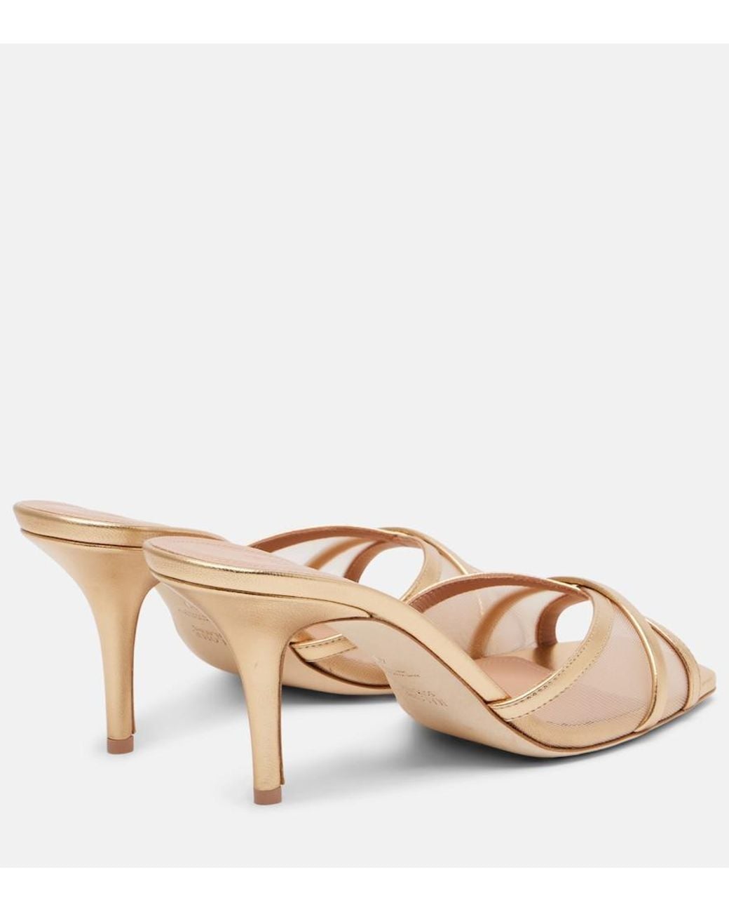 Malone Souliers Natural Perla 70 Leather And Mesh Mules