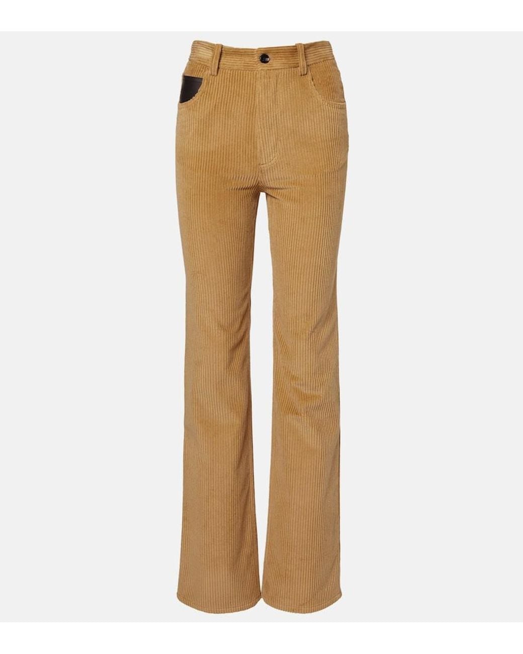 Bottega Veneta Natural Cotton Corduroy Flared Pants