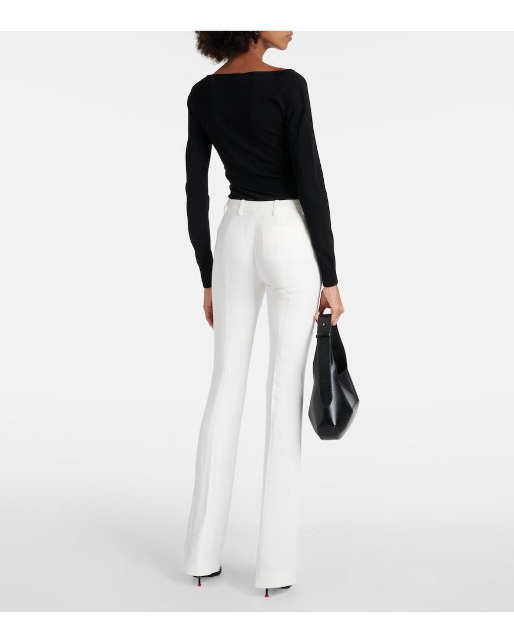 McQueen White Flared Mid-rise Crepe Trousers