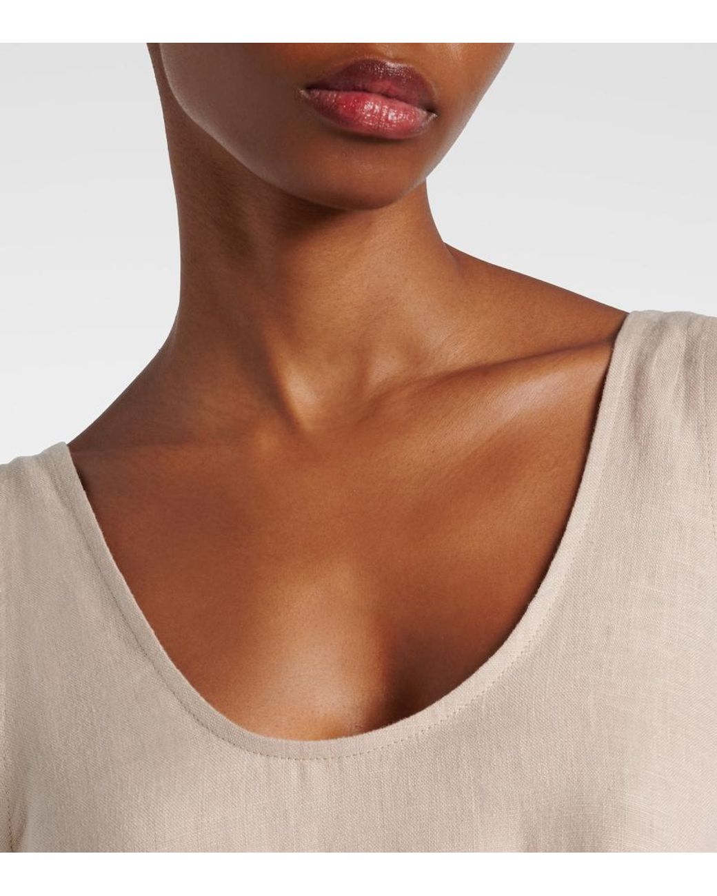 Asceno Natural Capri Linen Maxi Dress