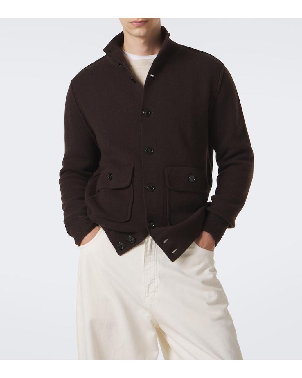 Allude Black Wool And Cashmere Cardigan for men