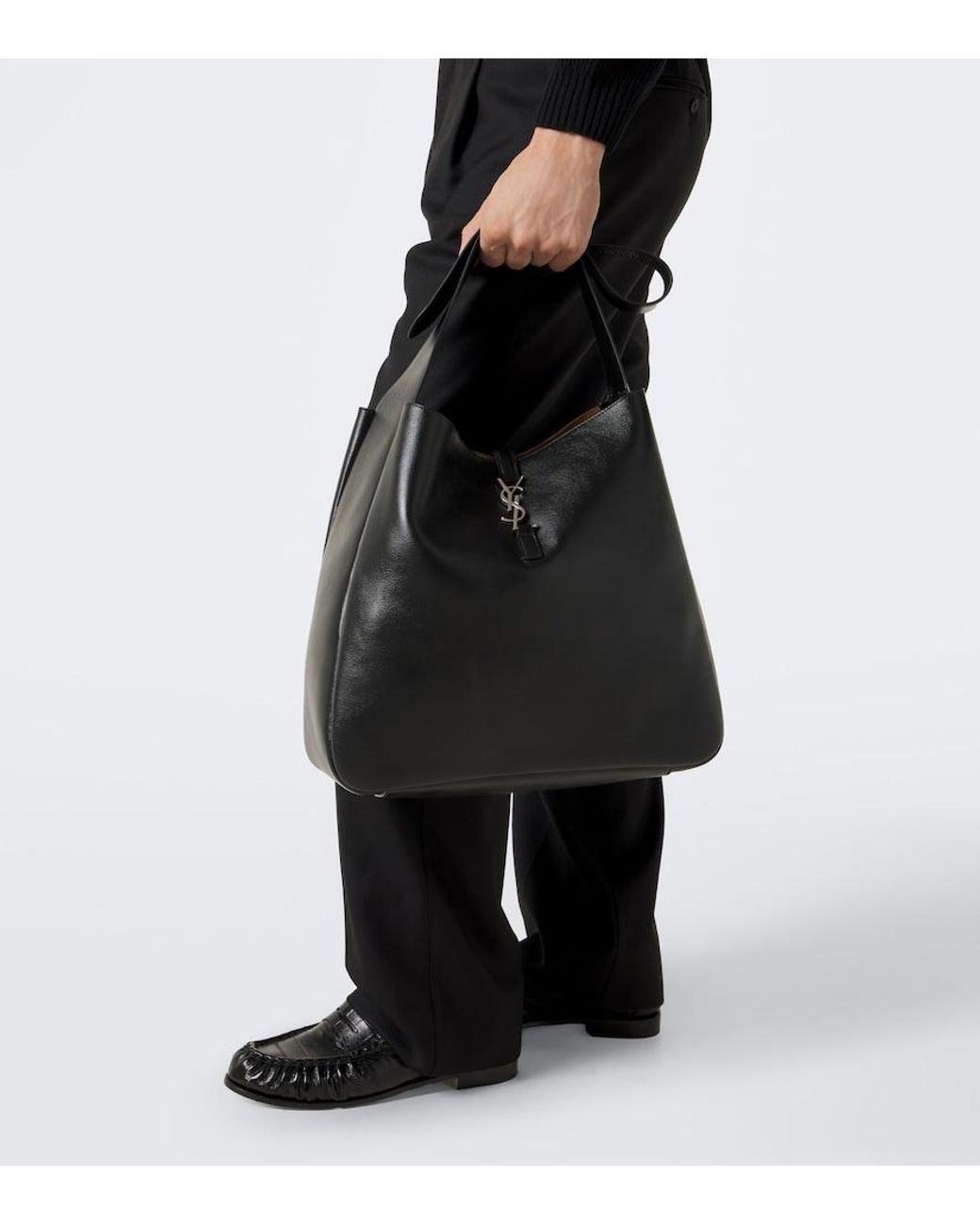 Saint Laurent Black Le 5 A 7 Maxi Leather Shoulder Bag for men
