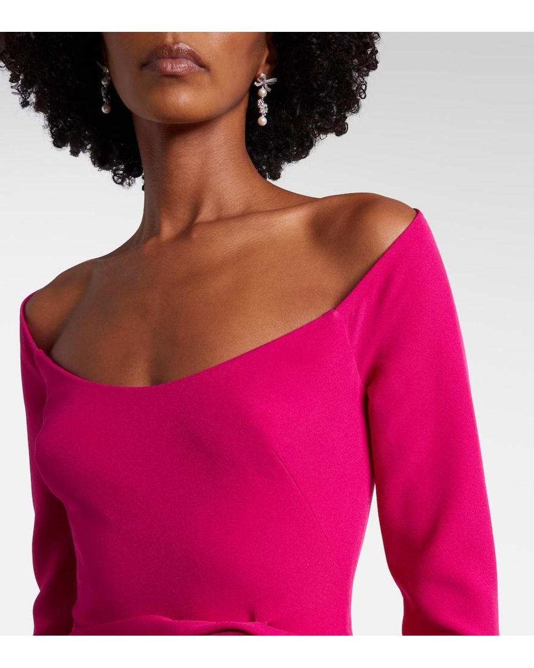 Safiyaa Pink Emmina Draped Crepe Gown