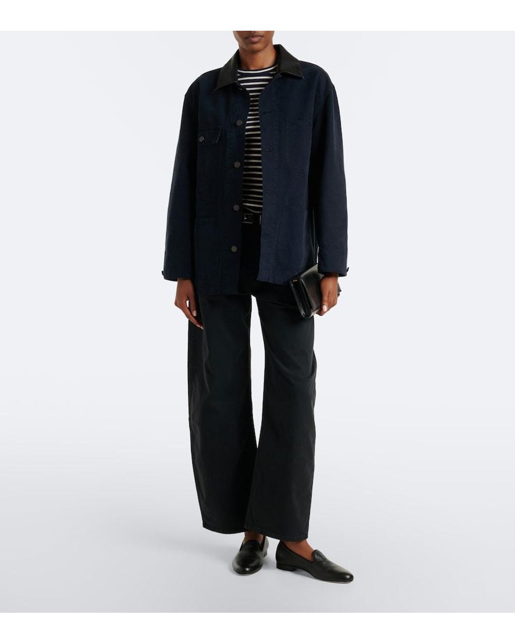 Nili Lotan Blue Tribeca Cotton Twill Barrel-Leg Pants
