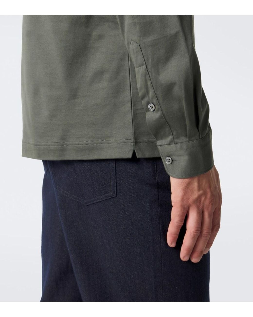 Thom Sweeney Green Cotton Jersey Polo Shirt for men
