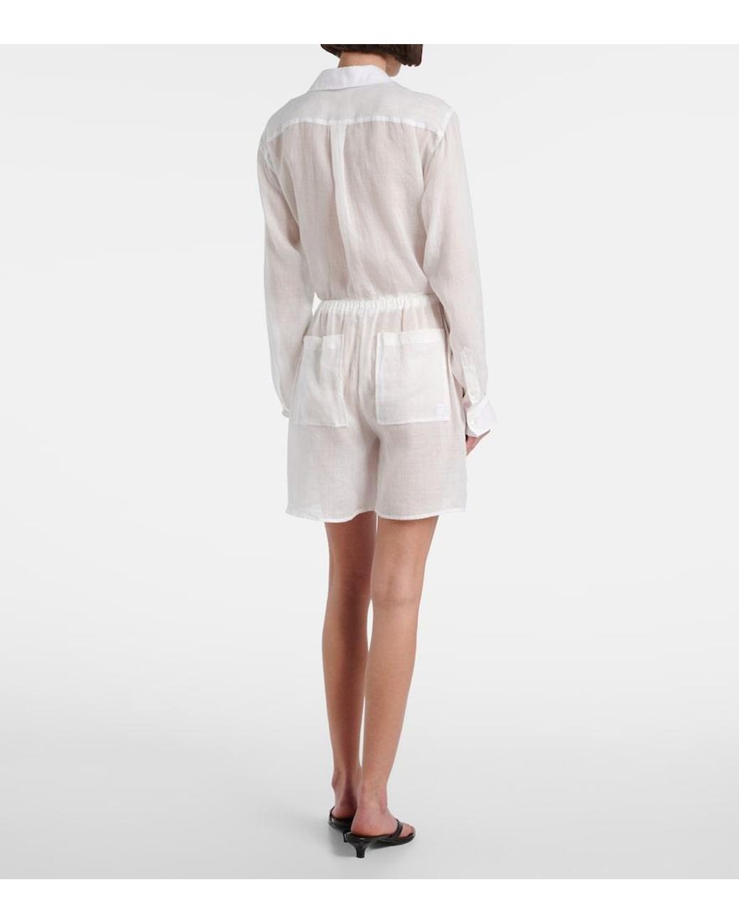 Totême White Ramie Shorts