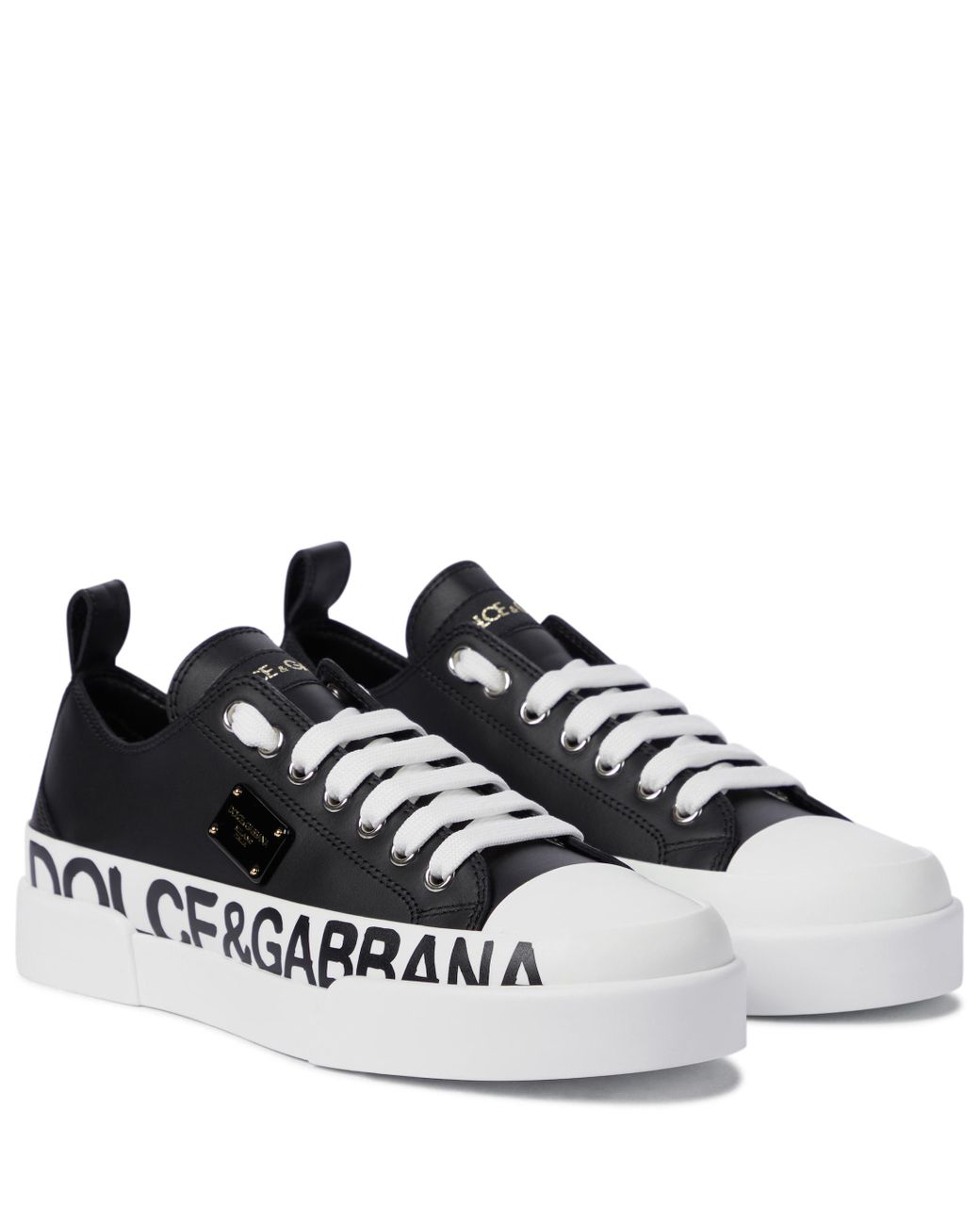 Dolce & Gabbana Portofino Leather Sneakers in Black - Lyst
