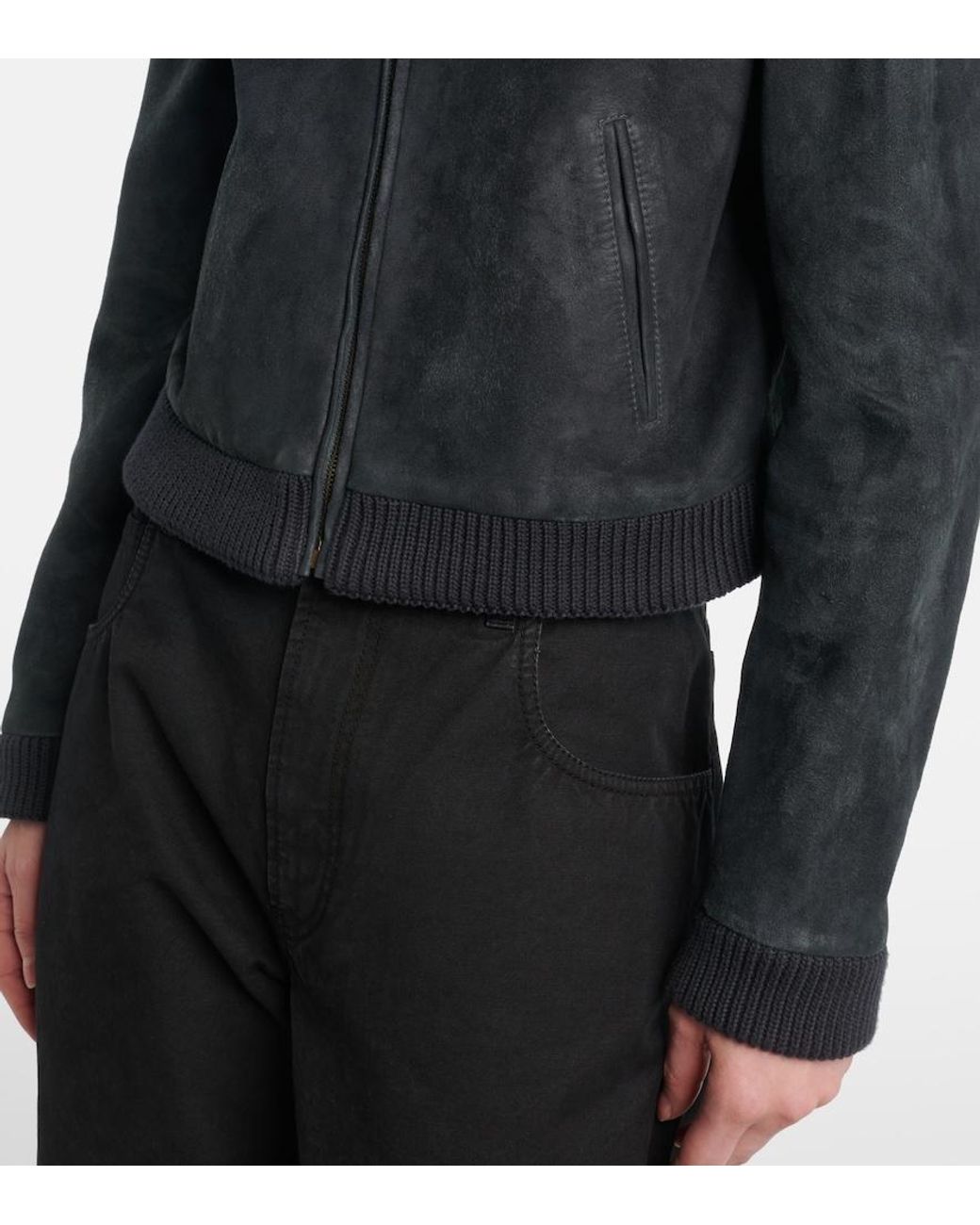 The Row Blue Axelette Suede Jacket