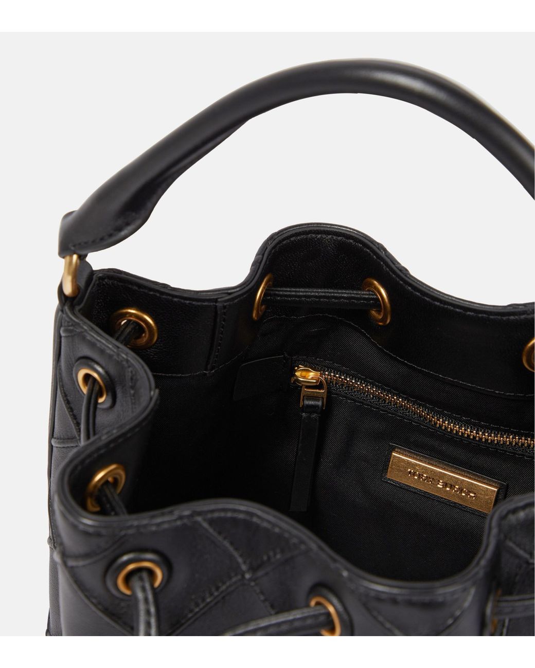 Tory Burch Fleming Leather Bucket Bag- Black 48895-001 190041867592 -  Handbags, Fleming - Jomashop