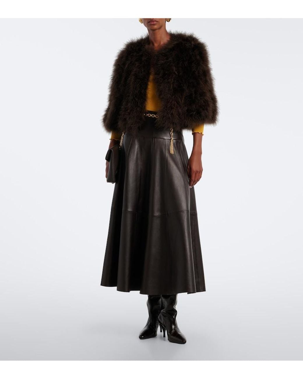 Yves Salomon Black Cropped Feather Jacket