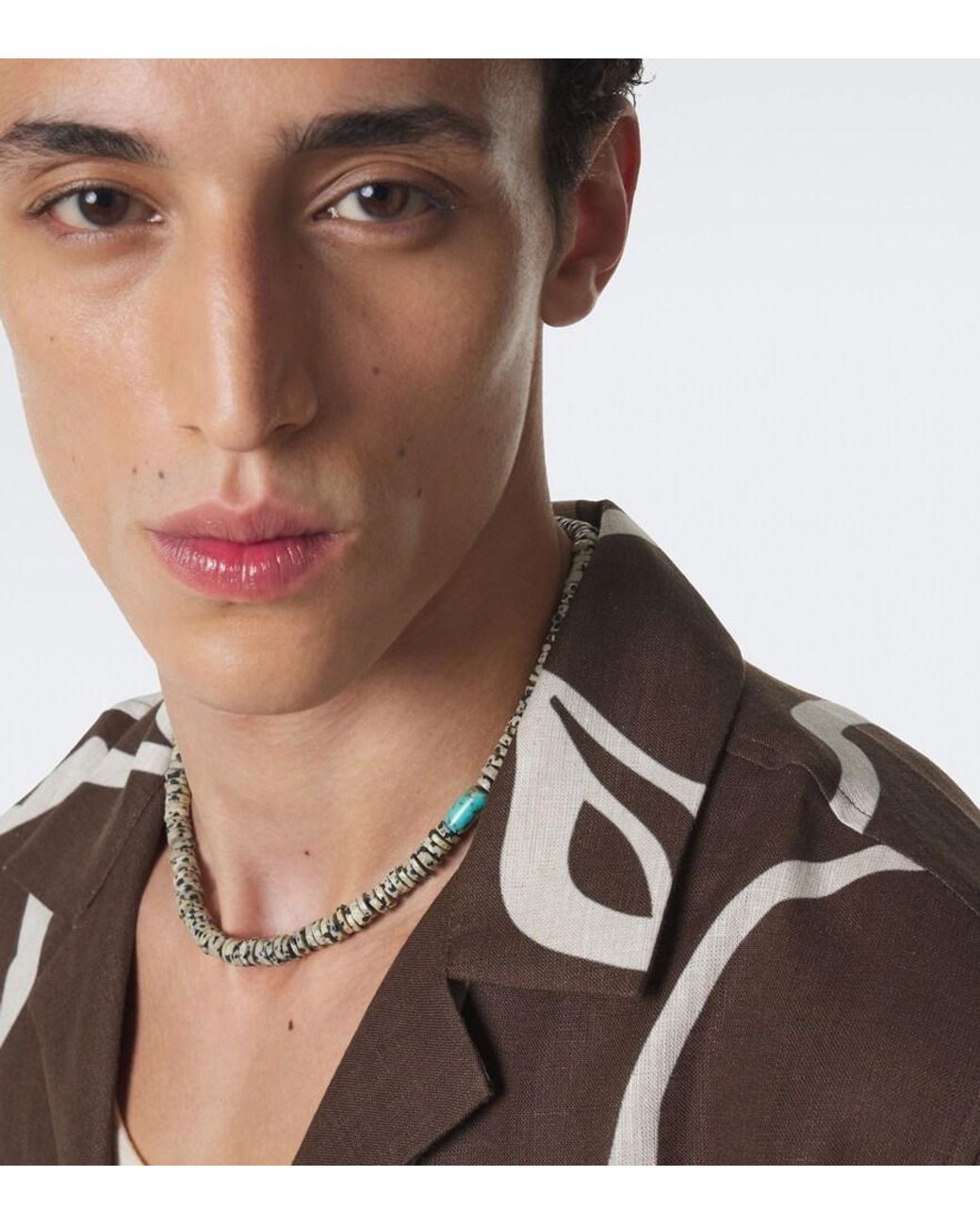 Ileana Makri Metallic 9Kt Beaded Necklace With Quartzes And Turquoises for men