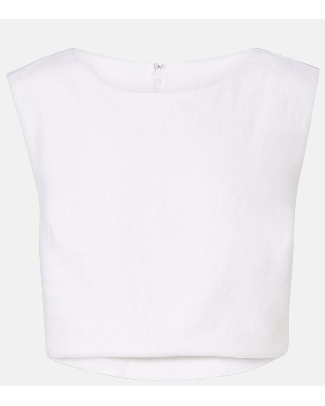 Posse White Martina Cropped Linen Top