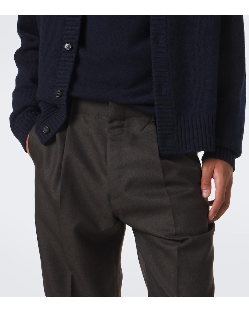 Slowear Black Virgin Wool Straight Pants for men