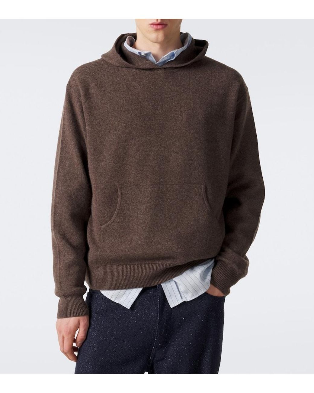 Acne Brown Knitted Cashmere-Blend Hoodie for men