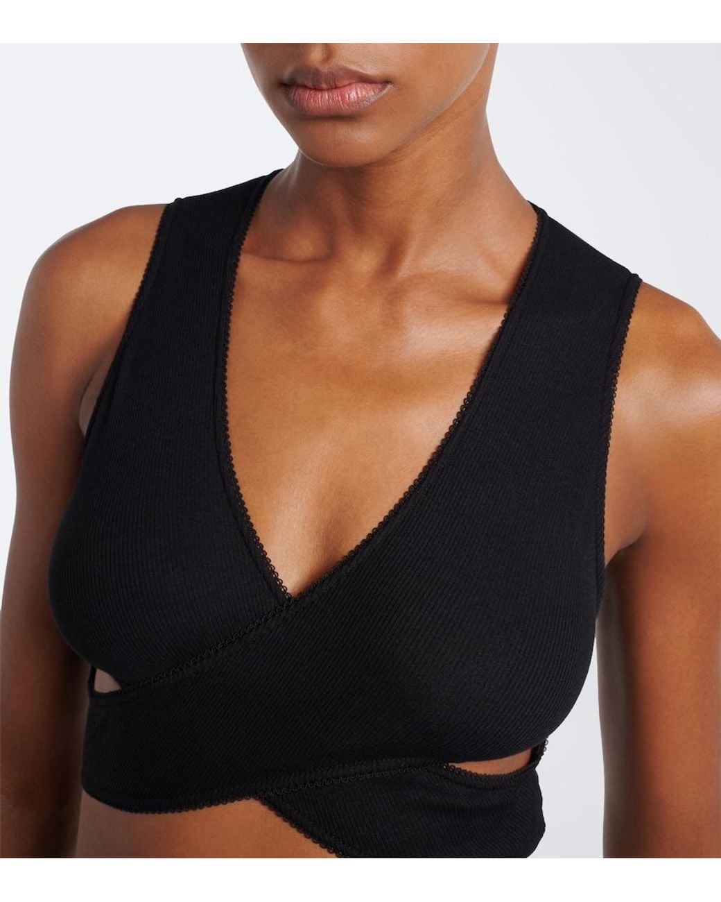 Alaïa Black Ribbed-Knit Jersey Crop Top