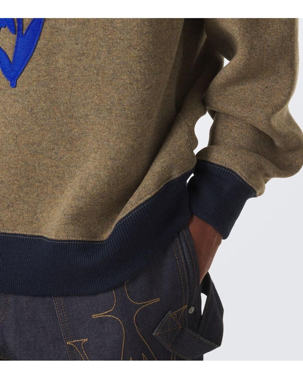 J.W. Anderson Green Embroidered Wool-Blend Half-Zip Sweater for men