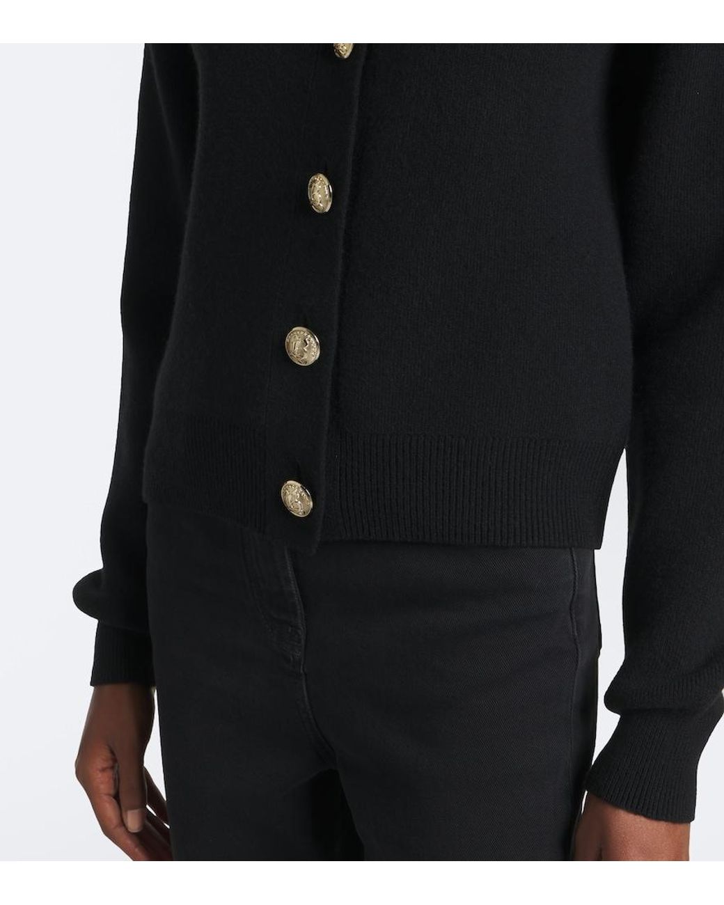 Balmain Black Cashmere And Wool Cardigan
