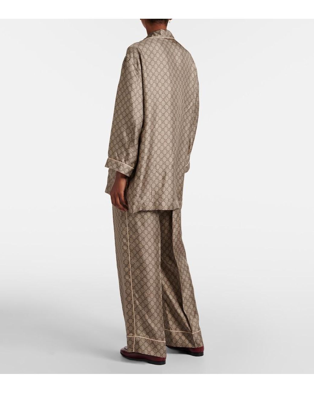Gucci Brown Silk-Satin Jacquard Shirt