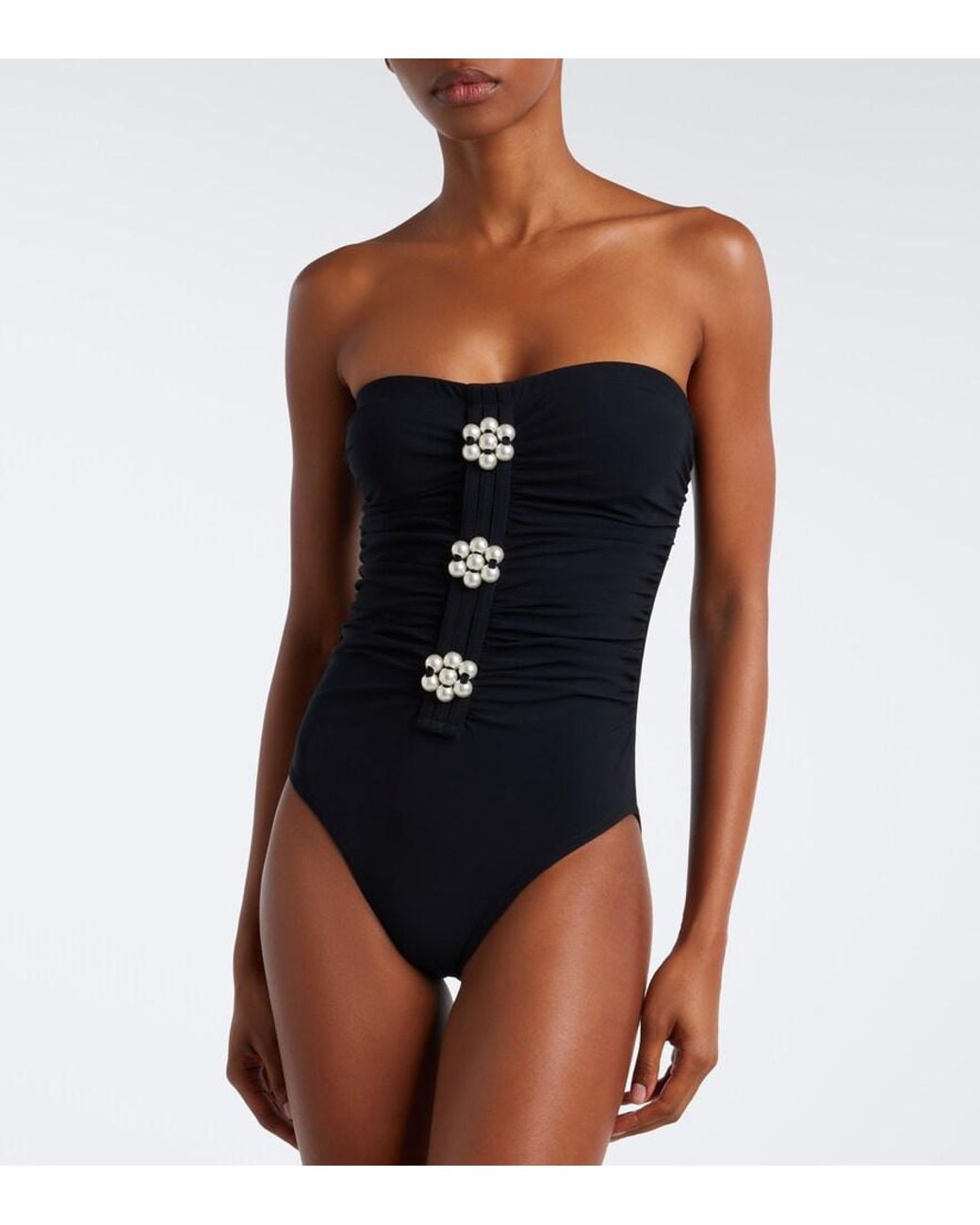 Karla Colletto Blue Maya Embellished Swimsuit