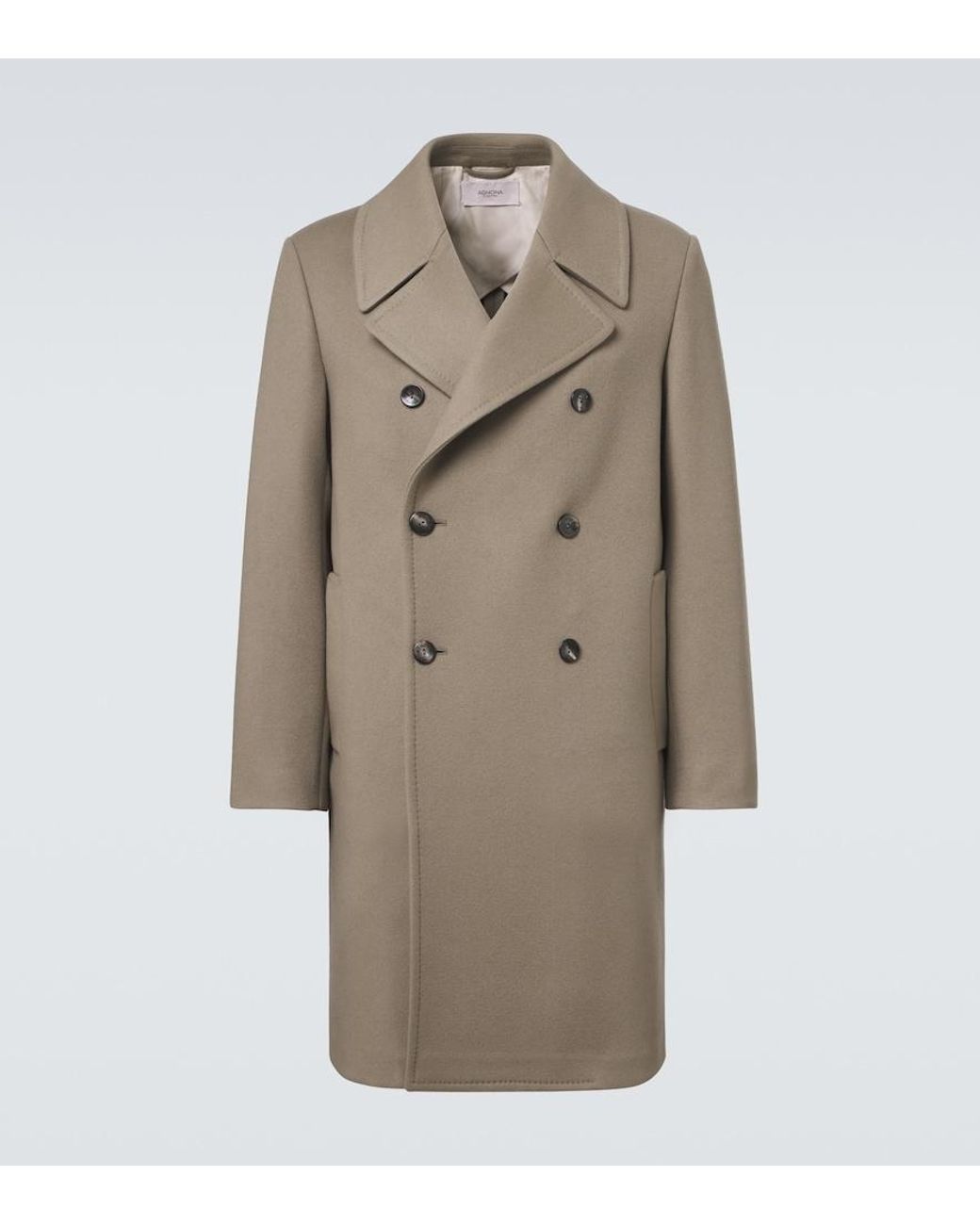 Agnona Natural Double-Breasted Cashmere Coat for men