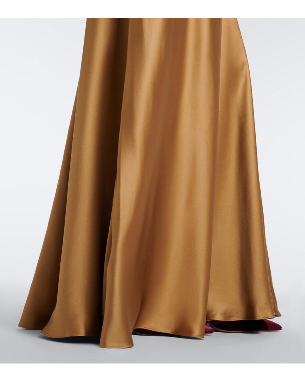 Rebecca Vallance Metallic Windsor Lace-Trimmed Silk Satin Slip Dress