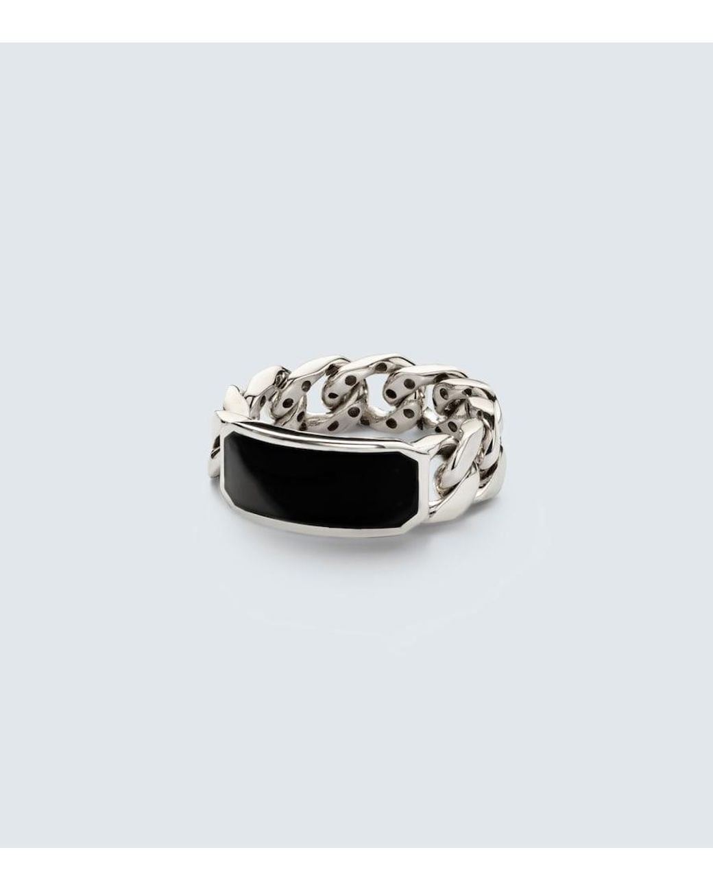 SHAY White Id Link 18Kt Ring With Onyx for men