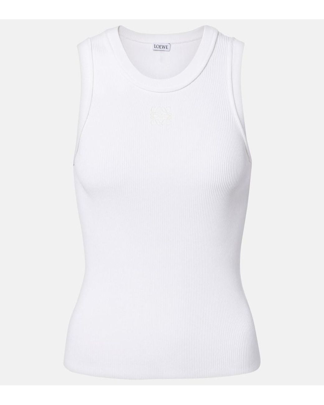 Loewe White Anagram Ribbed-Knit Tank Top