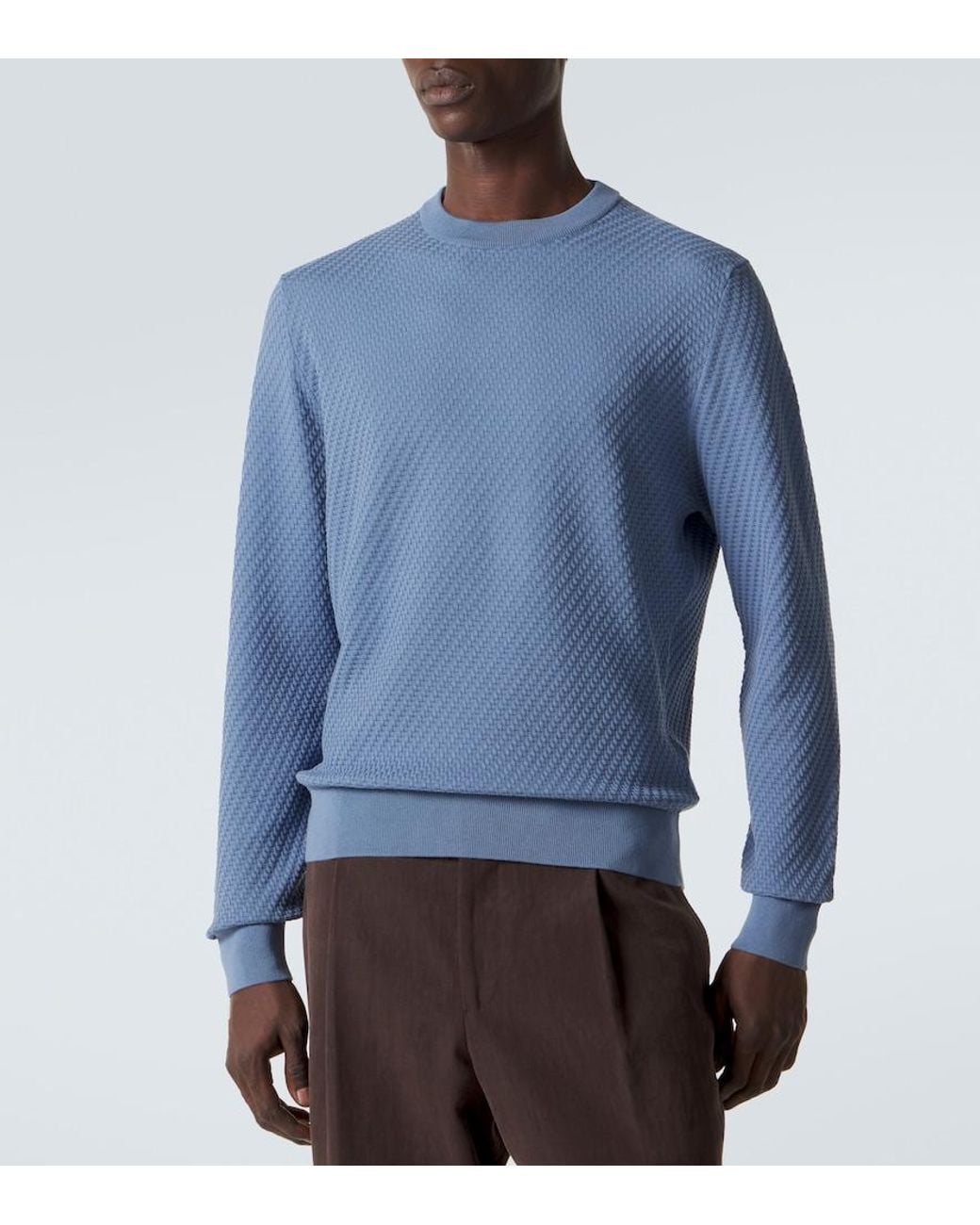 Canali Blue Cotton And Silk Sweater for men