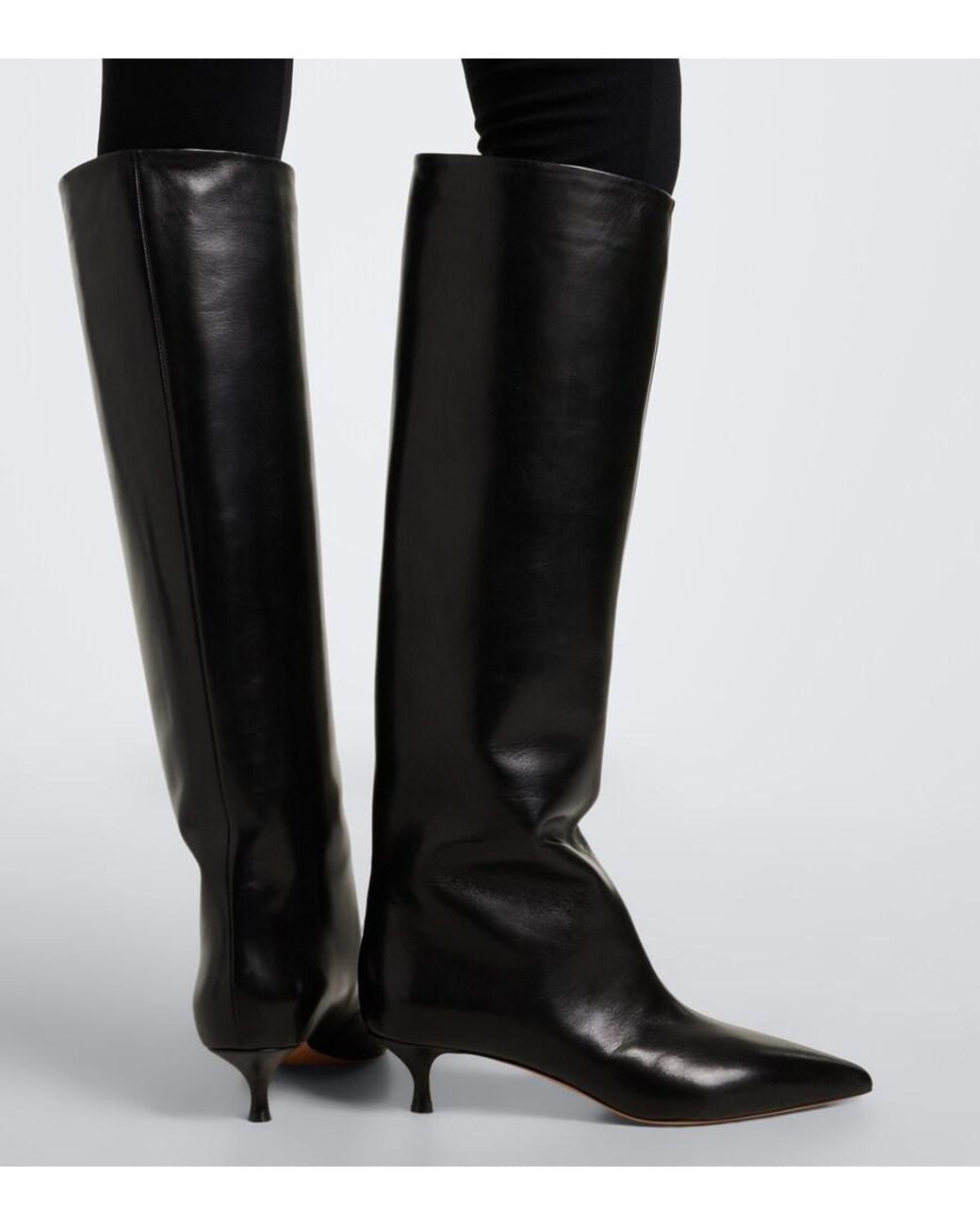 Le Monde Beryl Black Babouche Leather Knee-High Boots
