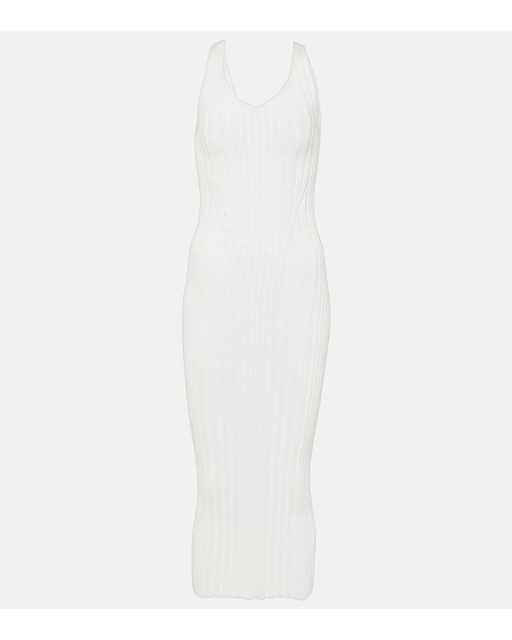 Khaite White Ottilie Cotton-Blend Midi Dress