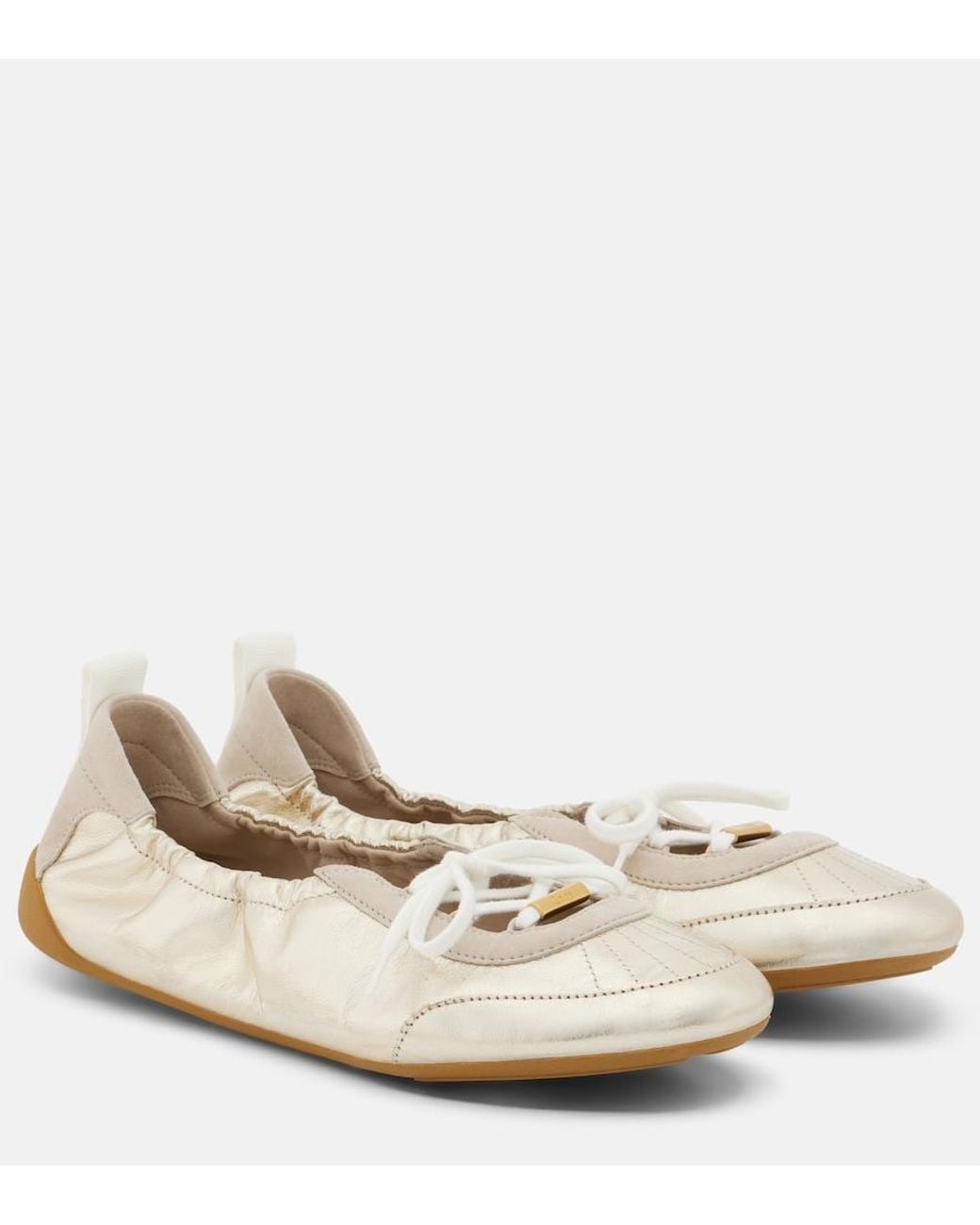 Chloé Natural Kick Metallic Leather Flats