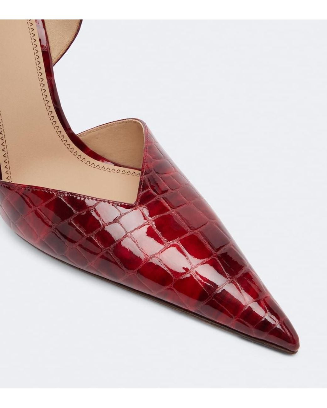 Victoria Beckham Red Victoria Croc-Effect Leather Pumps